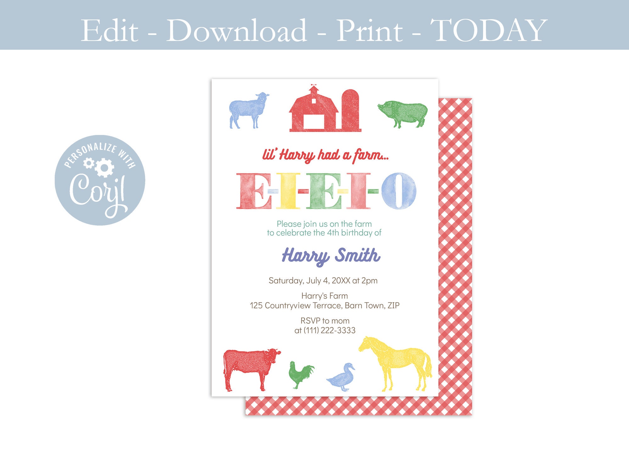 Petting Zoo Party Invite Template Farm Birthday Invitation | Etsy