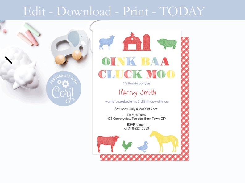 Petting Zoo Party Invite Template Farm Birthday Invitation - Etsy