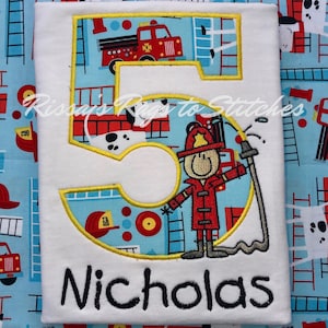 Cute Little Fireman Birthday Shirt #1-9