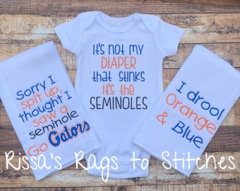 It’s not my DIAPER that stinks it’s the Seminoles Onesie and Set of 2 Burp Cloths