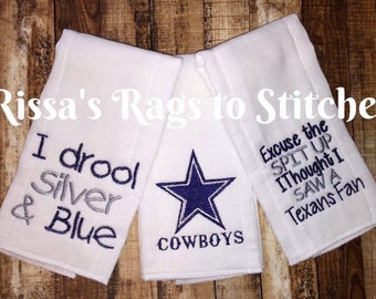 Cowboys set of 3 Burp Cloths