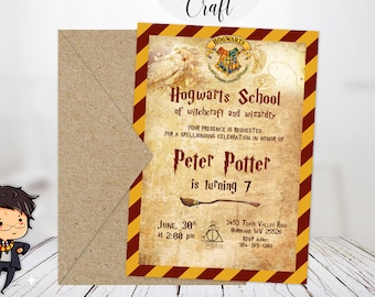Harry Potter Invitation, Personalized Harry Potter Invitation, Harry Potter party hogwarts invitation gryffindor