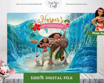 Moana Backdrop,Moana Banner, Moana Party, Moana birthday backdrop digital banner, Moana Decoration, Moana Poster, moana background, download