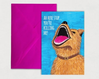 Dog card, dog , laughing, humour, Irish slang