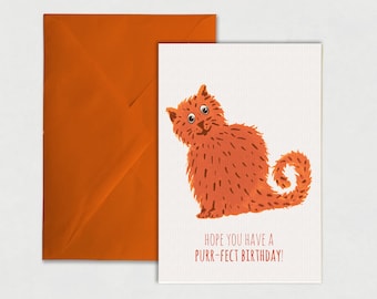 Hope you have a Purr-fect Birthday – Birthday Greeting Card, Cat, happy birthday, card, illustration, cat lovers, purr, perfect birthday
