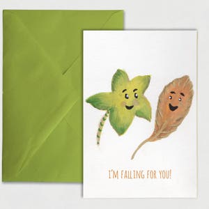 I'm Falling for You Tarjeta de Felicitación, Naturaleza, Hojas, Humour, Amor, Citas, Diversión, tarjeta, lindo