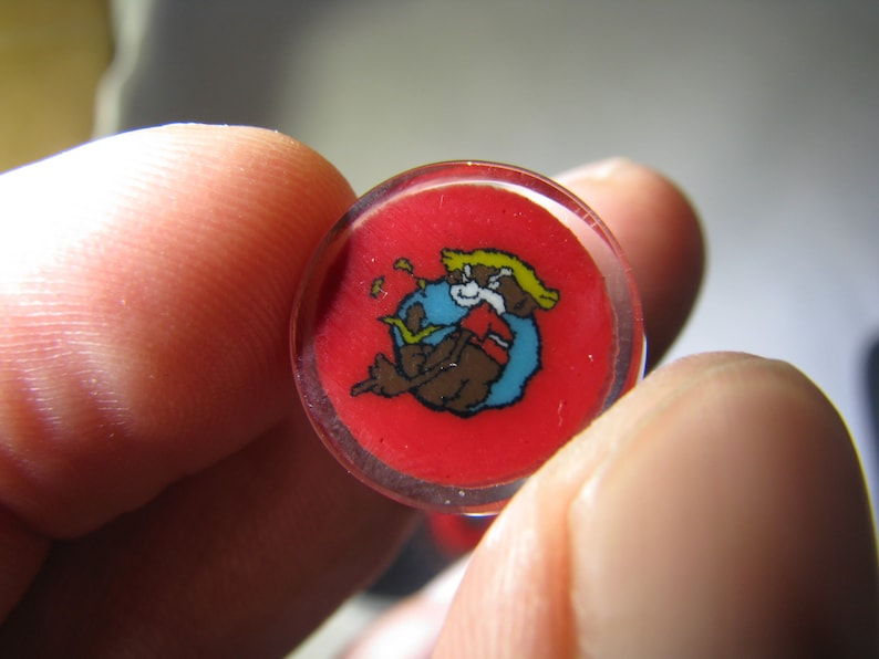 Johnny Chimpo Mille Coin by Omar Valadez ~ Rare Super Trooper 2 Tribute Slice Glass Millefiori ~ Polished Murrine Cabochon Milli