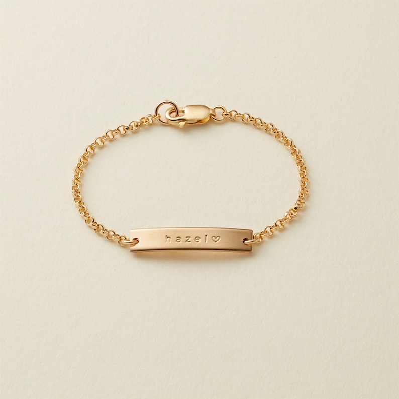 Personalized Baby Bracelet / Gold Rose Gold or Silver Bar Etsy
