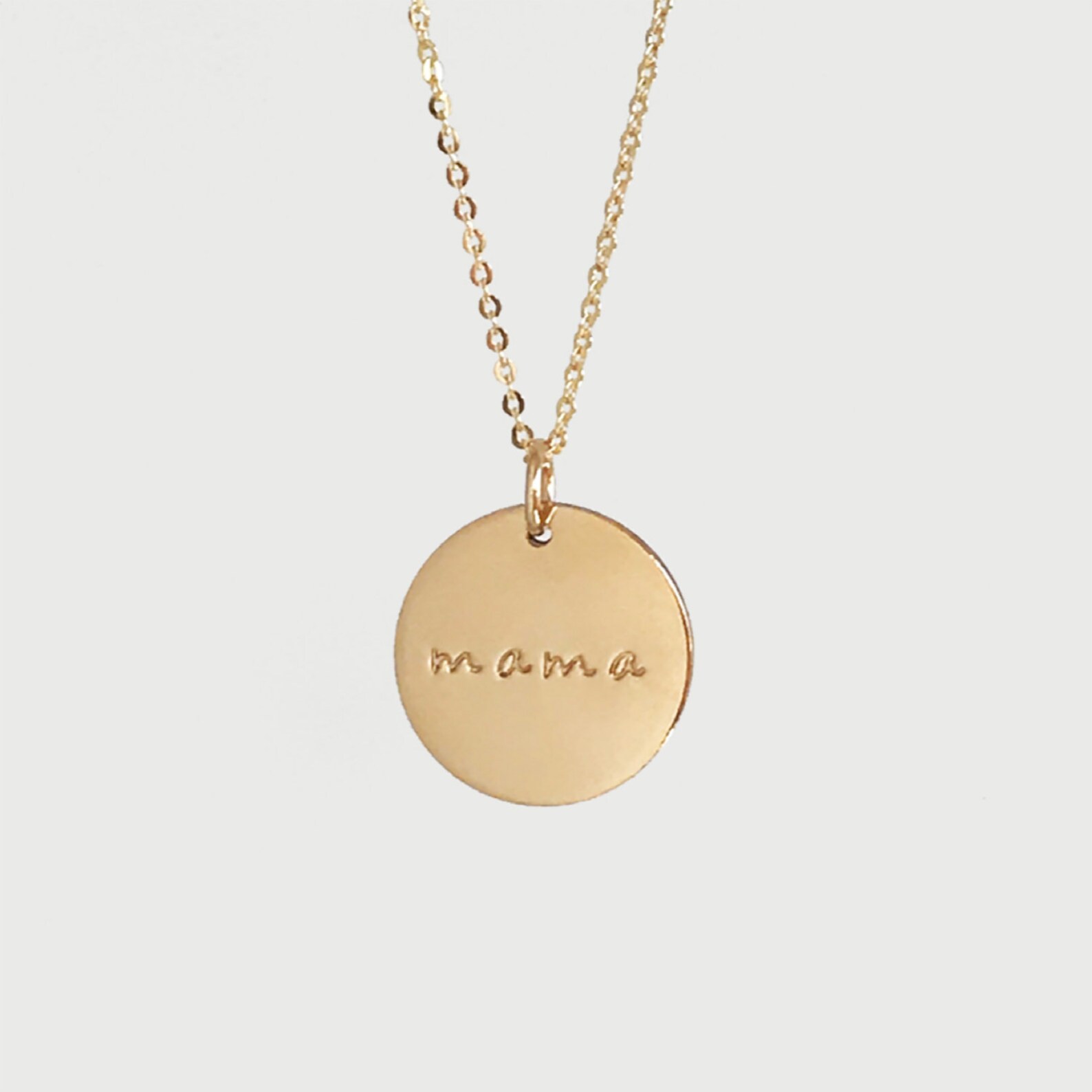 5/8 inch Mama Necklace / Gold Personalized Charm Necklace / Etsy