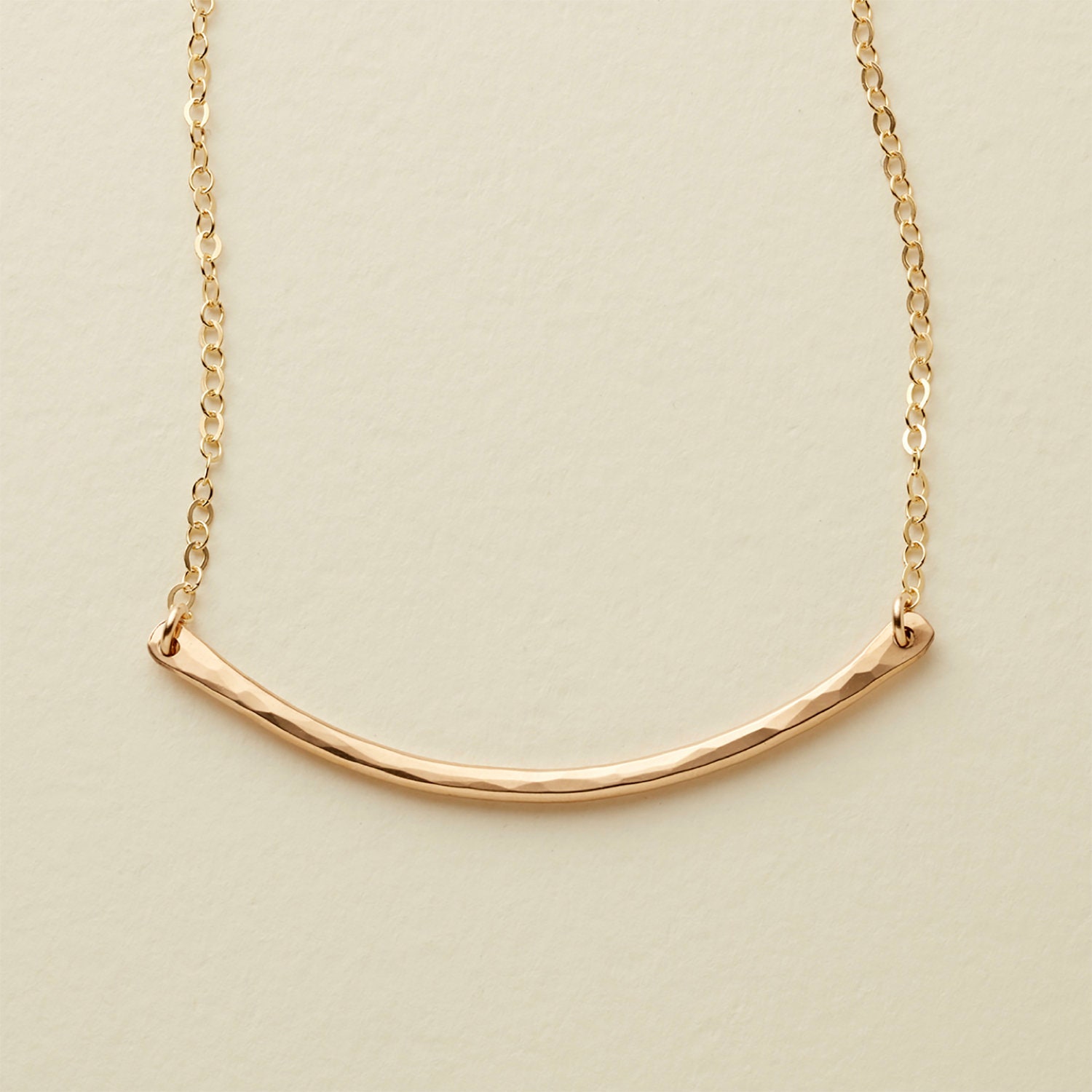Hammered Crescent Bar Necklace
