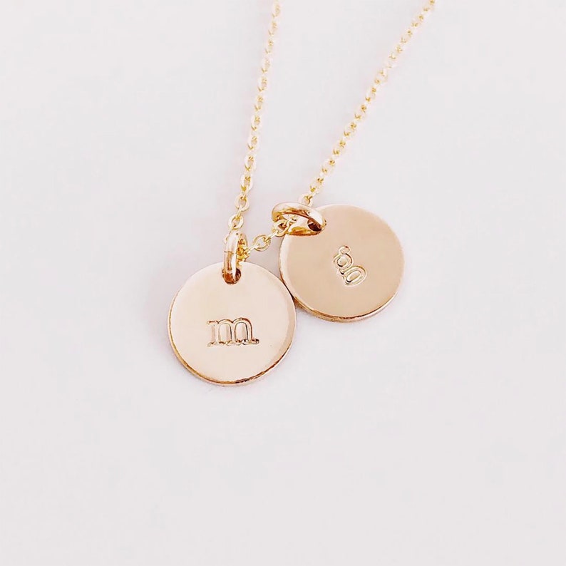 3/8 inch Gold Double Charm Necklace / Personalized Disc Etsy