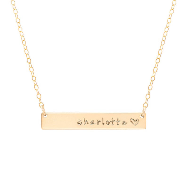 Personalized Gold Bar Necklace / Gold Engraved Name Necklace / Etsy