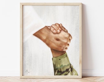 Jesus and Soldier Artwork, "Their Sacrifice," Art Print, Military Gift