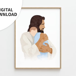 Jesus Holding Baby Boy Artwork, &quot;Little One,&quot; Miscarriage Gift, Baby Blessing, Christian Art, Gospel Home Decor, Baby Loss, Newborn