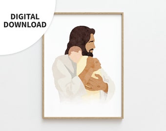 Jezus houdt babykunstwerk vast, "Kleintje", miskraamgeschenk, babyzegening, christelijke kunst, evangeliehuisdecor, babyverlies, pasgeborene