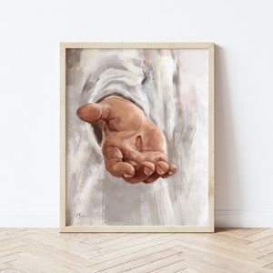 Jesus Christ Artwork, "Engraved on His Hands," Christian Art Print, Gospel Home Decor