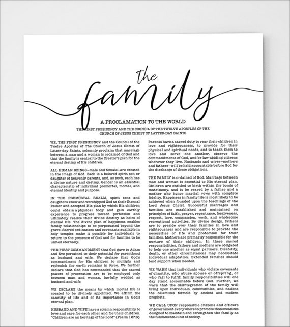Prints Art &amp; Collectibles Digital Download The Family Proclamation LDS ...