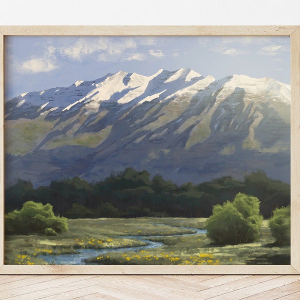 Mount Timpanogos, Utah Mountain Landscape Painting, Provo, Art Print