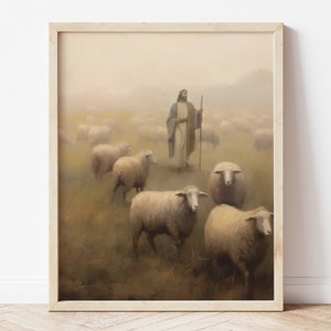 Jesus Christ Artwork, "The Good Shepherd," Christian Art Print, LDS, Gospel Home Decor, Religious Art, Come follow me, Vintage Style