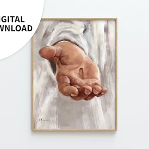 Jesus Christ Artwork, Digital Download, "Engraved on His Hands," Come Follow Me Printable, Christian Art, Gospel Home Decor, Church Art, LDS