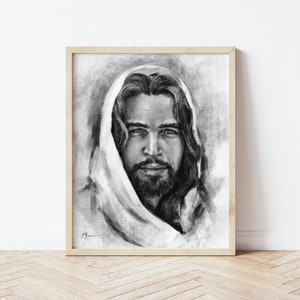 Jesus Christ Artwork, "I AM," Charcoal Gospel Art Print, Christian Art, Gospel Artwork inspired by The Bible Series
