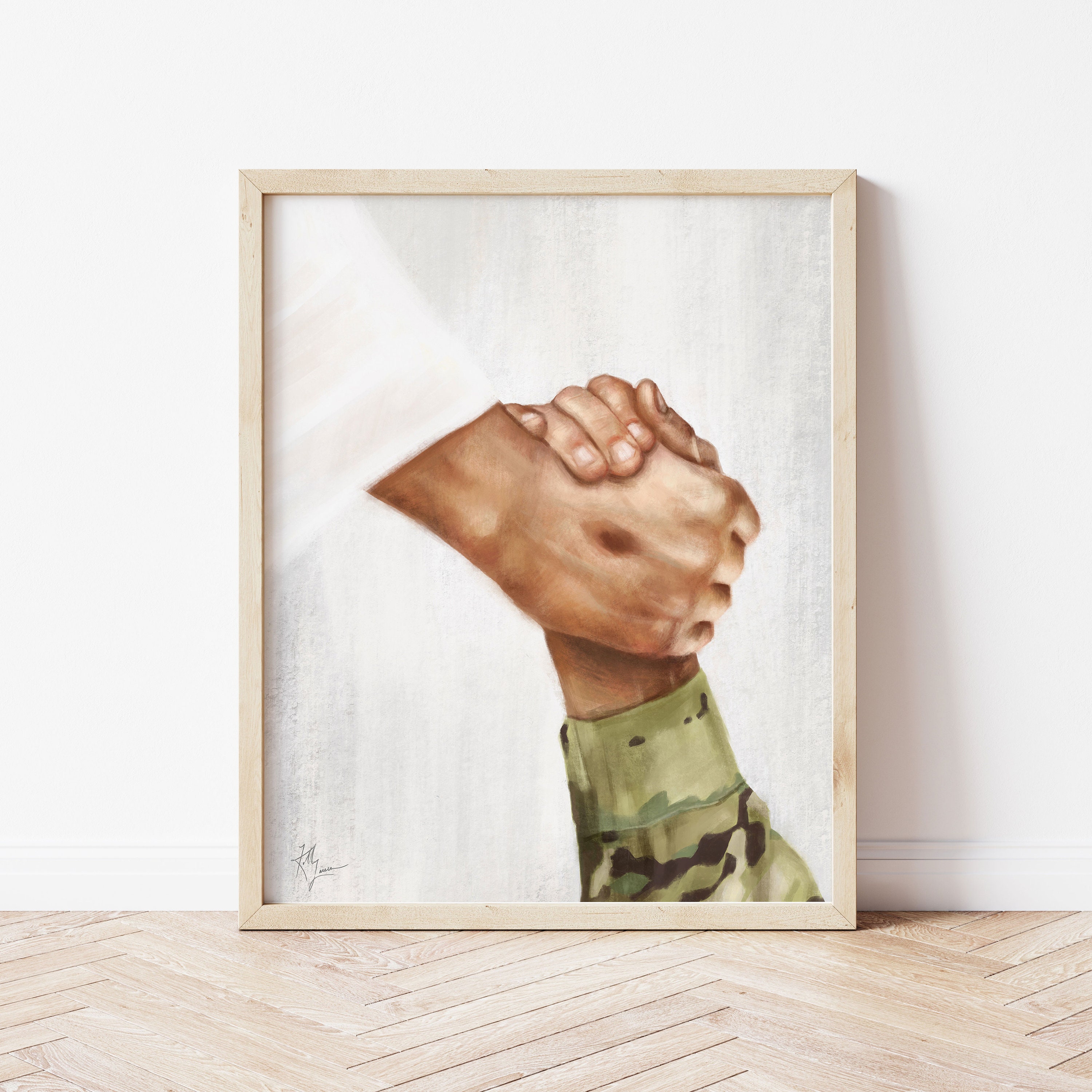 Digitaal Jezus- en soldaatkunstwerk, 'Hun offer', kunstafdruk, militair cadeau