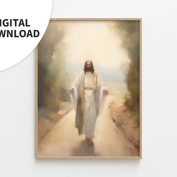 Jesus Christ Artwork, Digital Download, "Come Follow Me," Christian Art, LDS, Gospel Art, Printable, Vintage Watercolor Style, Classical