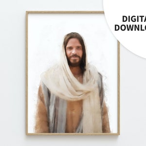 Jesus Christ Artwork, Digital Download, Minimal Watercolor Painting, Printable, Come Follow Me, LDS, Church Program