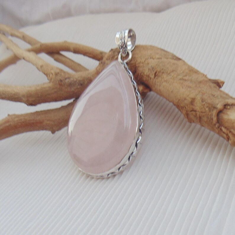Rose Quartz Pendant,Natural Gemstone Collection P1846 Simple Bezel Set Pendant,Beautiful Pendant Lovely Rose Quartz Gemstone Jewelry