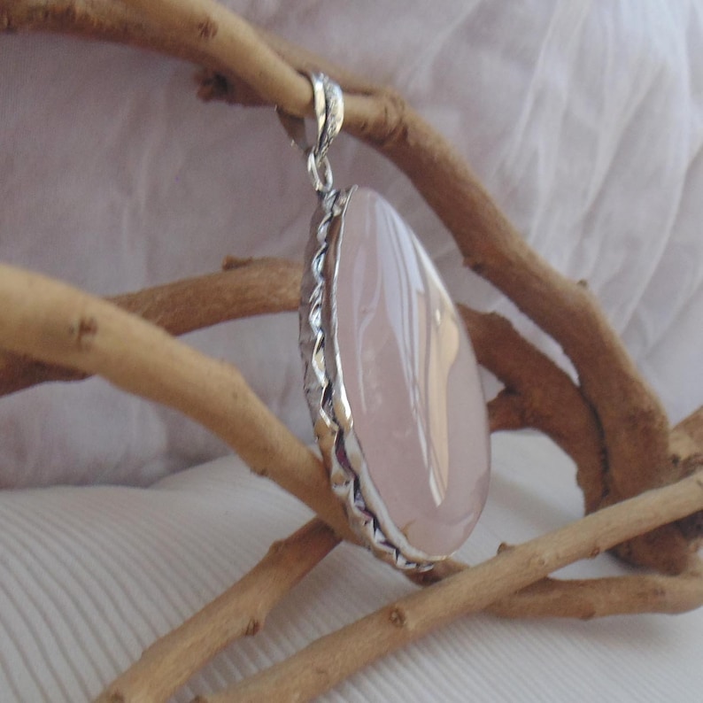 Rose Quartz Pendant,Natural Gemstone Collection P1846 Simple Bezel Set Pendant,Beautiful Pendant Lovely Rose Quartz Gemstone Jewelry