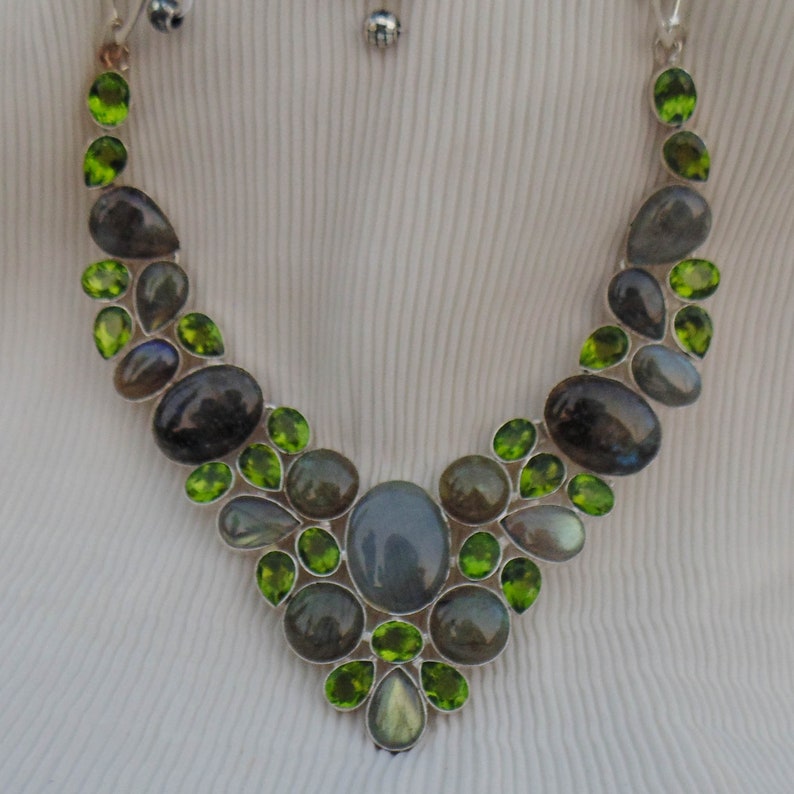 Necklaces For Mom Natural Gemstone Silver Necklace Peridot Quartz Handmade Gift Jewelry Necklaces For Women Labradorite Necklace