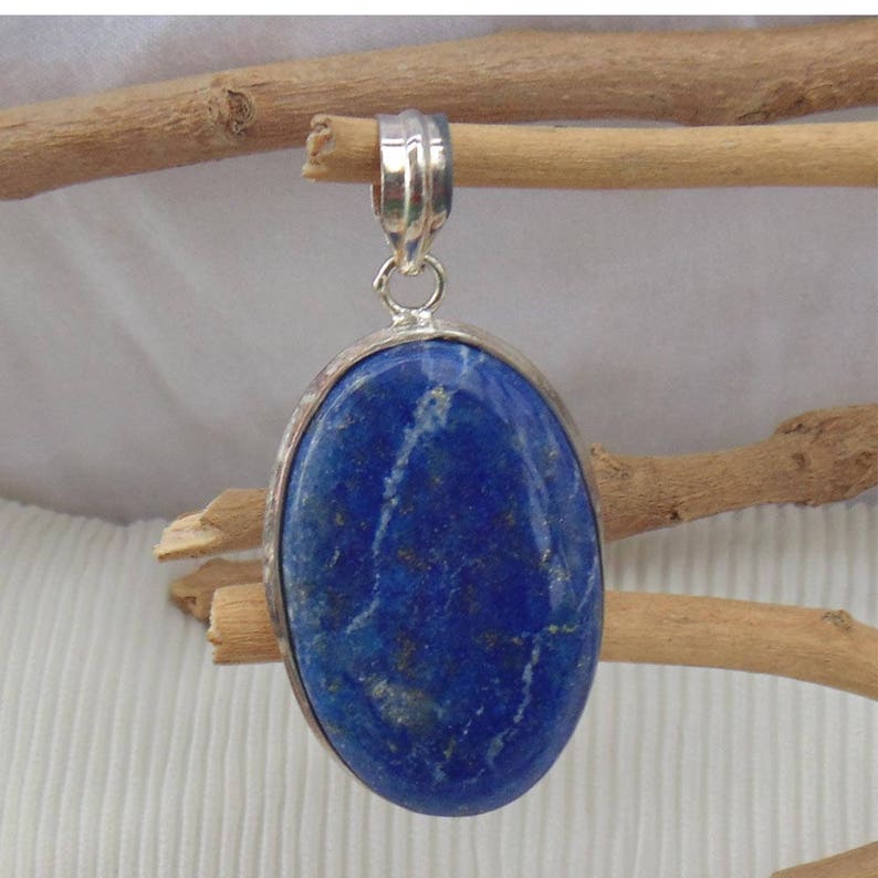 1725 Simple /& Sober Cabochon Gemstone Jewelry Lovely Sterling Silver Lapis Lazuli Pendant DTP Birthstone Pendant