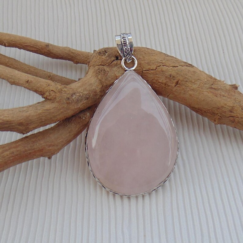 Rose Quartz Pendant,Natural Gemstone Collection P1846 Simple Bezel Set Pendant,Beautiful Pendant Lovely Rose Quartz Gemstone Jewelry
