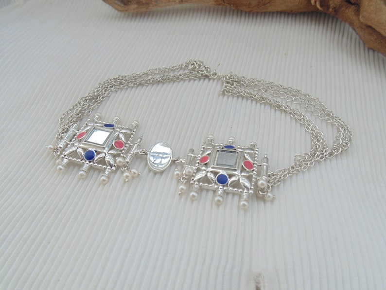 Pearl Ememel Sterling Silver Jewelry Two Tone Necklace Glass Necklace N -1606 Designer Glass Necklace Awesome Ememel Necklace