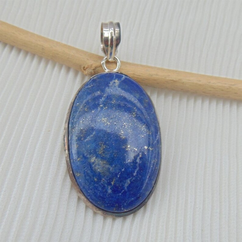 1725 Simple /& Sober Cabochon Gemstone Jewelry Lovely Sterling Silver Lapis Lazuli Pendant DTP Birthstone Pendant