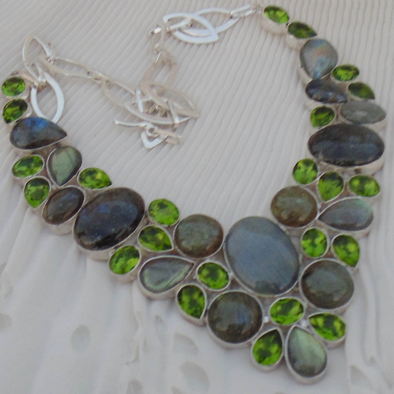 Necklaces For Mom Natural Gemstone Silver Necklace Peridot Quartz Handmade Gift Jewelry Necklaces For Women Labradorite Necklace
