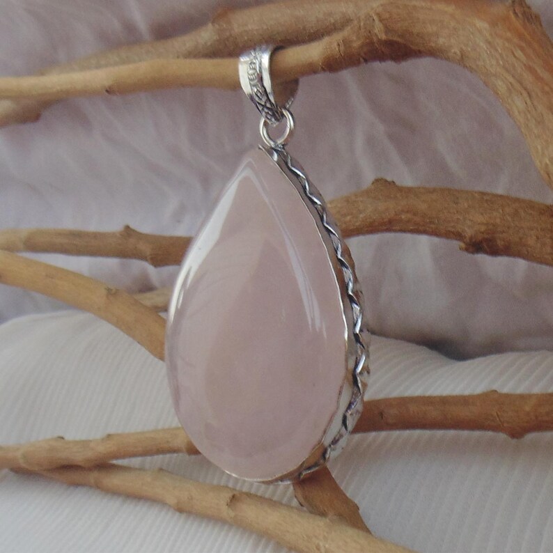 Rose Quartz Pendant,Natural Gemstone Collection P1846 Simple Bezel Set Pendant,Beautiful Pendant Lovely Rose Quartz Gemstone Jewelry