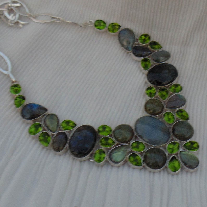 Necklaces For Mom Natural Gemstone Silver Necklace Peridot Quartz Handmade Gift Jewelry Necklaces For Women Labradorite Necklace
