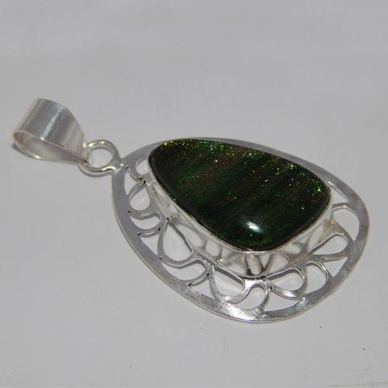 1046 Genuine Dichroic Glass Stylish Fancy Shape Dichroic Glass Jewelry 13 Gms Dichroic Glass Sterling Silver Pendant DTP