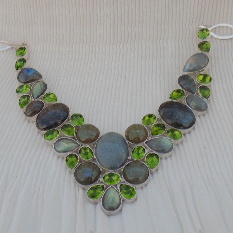 Necklaces For Mom Natural Gemstone Silver Necklace Peridot Quartz Handmade Gift Jewelry Necklaces For Women Labradorite Necklace