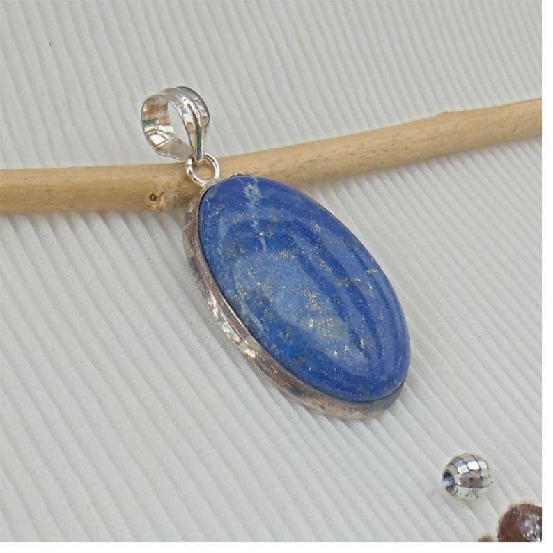 1725 Simple /& Sober Cabochon Gemstone Jewelry Lovely Sterling Silver Lapis Lazuli Pendant DTP Birthstone Pendant