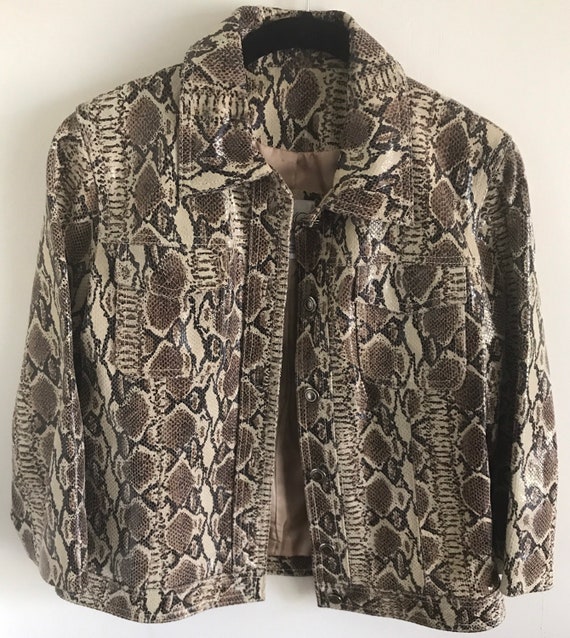 Snakeskin printed leather jacket