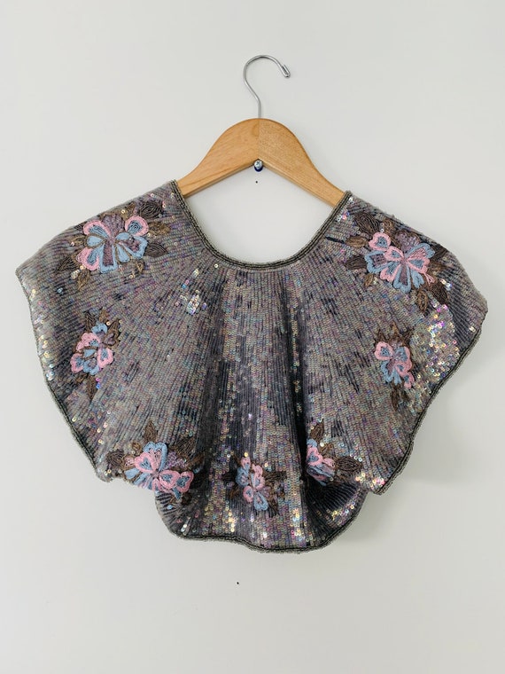Vintage sequin floral shrug