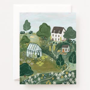 Kaart tuinhelling | Geïllustreerde landschapswenskaart of kaartenset voor elke dag
