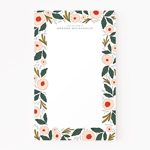 Marisol Blooms Personalized Notepad | Illustrated Floral Personalized Stationery Notepad with Custom Design