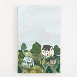 Bloc de notas con pendiente de jardín / Bloc de notas grande con lista de paisajes ilustrados con ilustración de finca de jardín