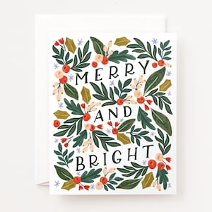 Cartão de Natal Alegre e Brilhante | Cartões de Natal Ilustrados com Ilustração de Inverno, Conjunto de Cartões de Saudação de Natal