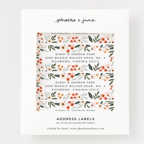 Set of 24 Address Labels Blush Field Personalized Return Etsy