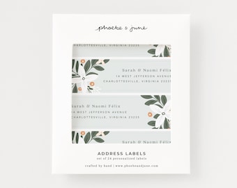 Set of 24 Address Labels | Morning Blooms Personalized Return Address Labels, Stationery Set of Address Stickers