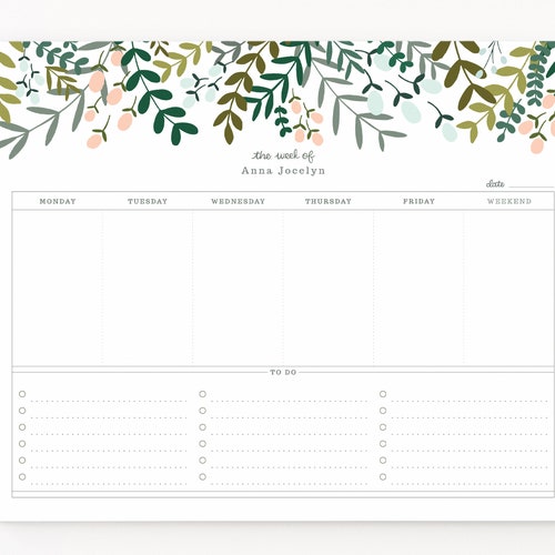 Personalized Weekly Desk Pad Custom Weekly to Do Notepad Etsy